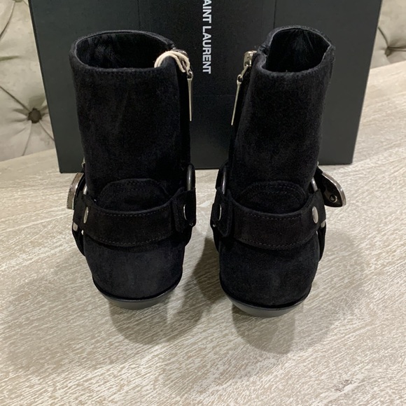 Saint Laurent Western Buckle Suede Booties - Picture 4 of 9